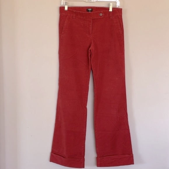 J. Crew Red Corduroy flare leg trousers size 2 - Picture 9 of 12